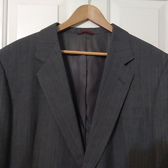 HART SCHAFFNER & MARX LEX KY MENS SZ 50L GREY PIN STRIPE 2 BUTTON SUIT JACKET - Picture 2 of 7